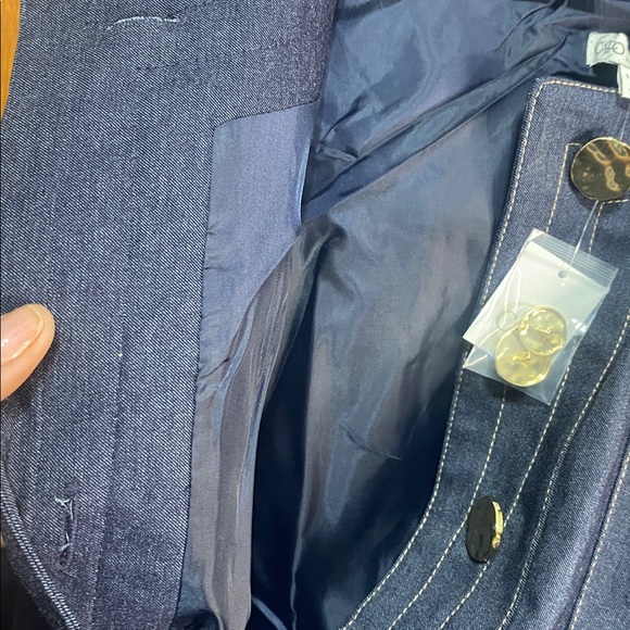 NWT PLUS SIZE DENIM COLLARLESS JACKET - Picture 7 of 7